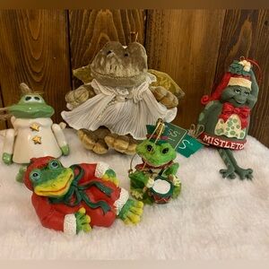 Russ Holiday Frog Ornaments - Green and Red